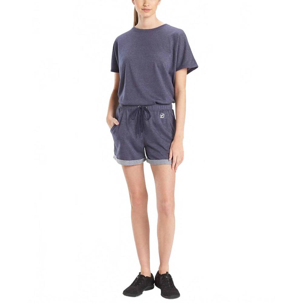 NEW JOSIE NATORI activewear chi french terry shorts in heather night blue